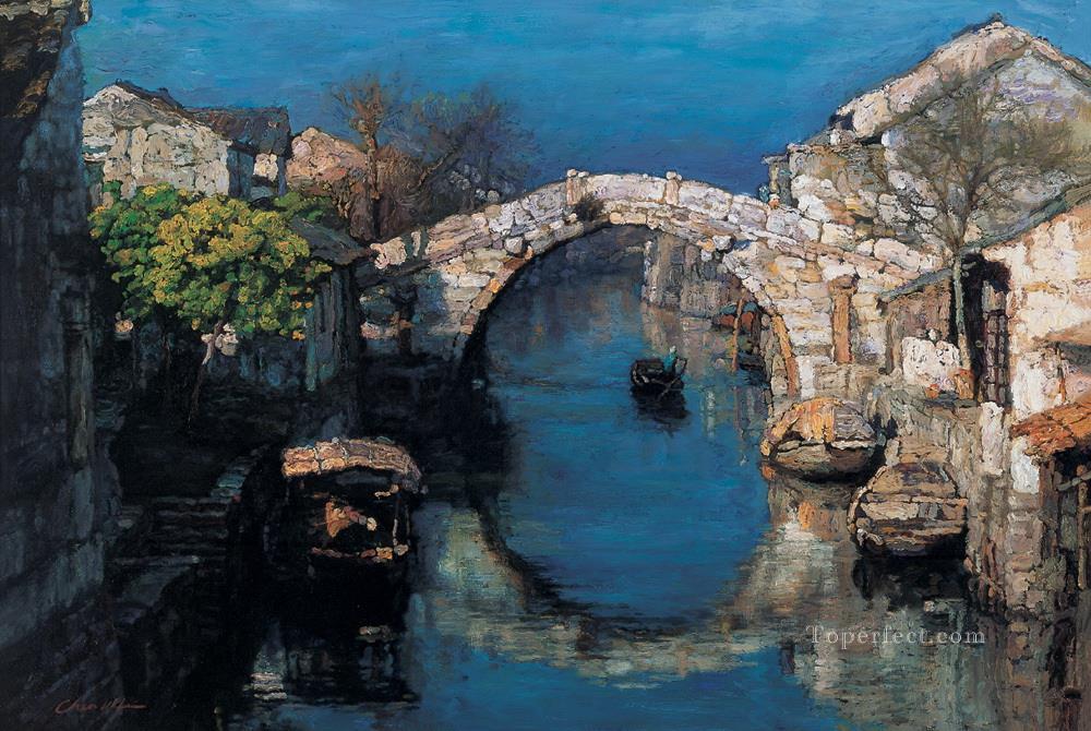 Zhouzhuang River Village Shanshui Chinese Landscape Oil Paintings